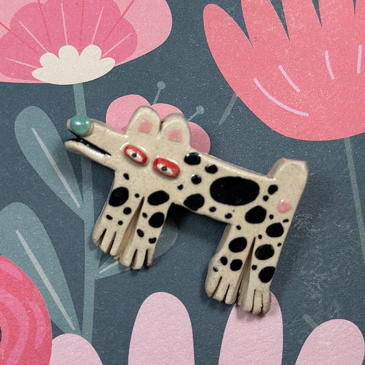 "Dalmatian" Ceramic Brooch