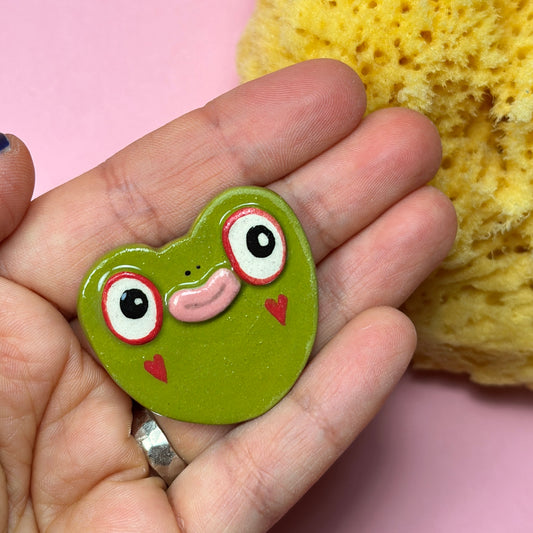 Ceramic brooch "Frog"