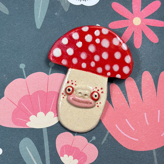 "Fly Agaric" Ceramic Brooch