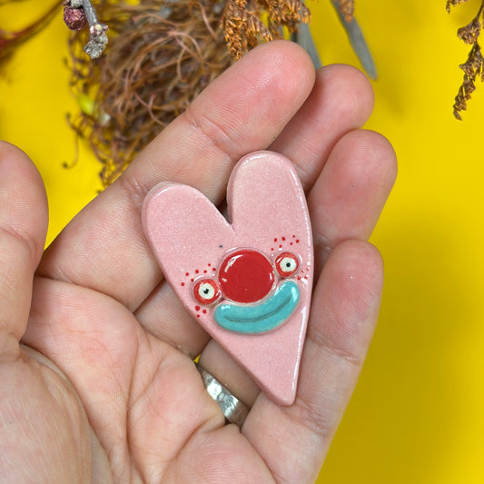 Brooch "Pink Clown Heart"
