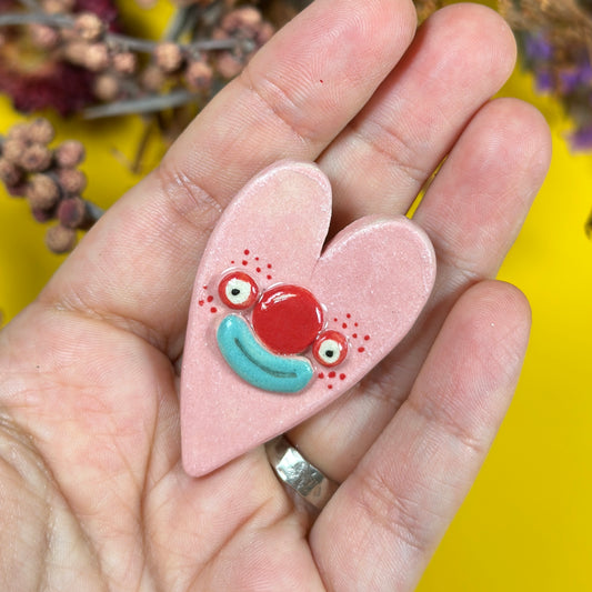 Brooch "Pink Clown Heart"